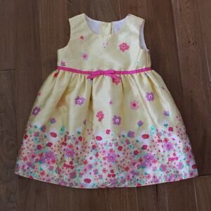 Healthtex Sleeveless Fit Flare Easter‎ Formal Dress Yellow Pink Bow 3T